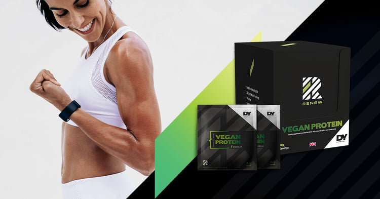 Renew Vegan Protein, 990g Box, 30 Sachets/Servings, Extracted from Pea easy to absorb form of protein. Renew vegan has 83% Pea protein for muscle growth 9 EAA's and 3 BCAA's to assist lean muscle mass. Consume after exercise or game.