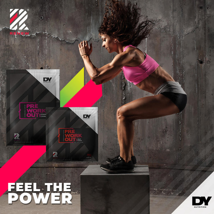 Renew Pre-Workout Stimulant Free, 380g Box, 20 Sachets/Servings, for high energy and cell hydration, consume 30 min before exercise or the game to achieve maximum performance and desired results.