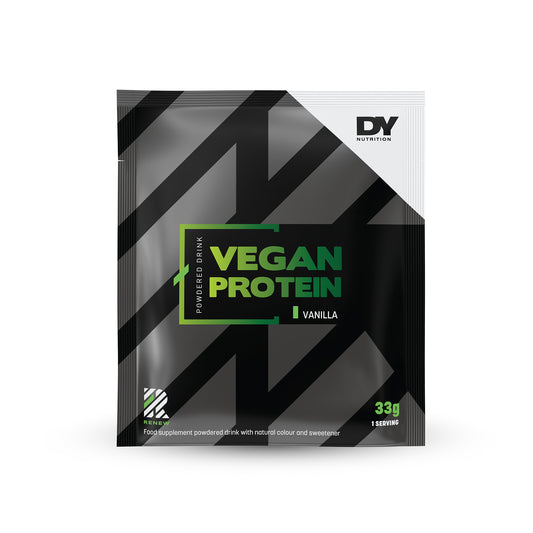 Renew Vegan Protein, 33g Sachet, Extracted from Pea easy to absorb form of protein. Renew vegan has 83% Pea protein for muscle growth 9 EAA's and 3 BCAA's to assist lean muscle mass. Consume after exercise or game.