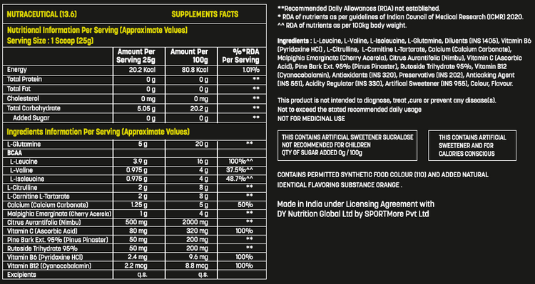 Renew Recovery, 750g Box, 30 Sachets/Servings, for energy & muscle recovery, boost immunity. The BCAA & vitamins are provided in the perfect ratios for body & muscle to recover optimally. Consume 30 min after the game or training session.