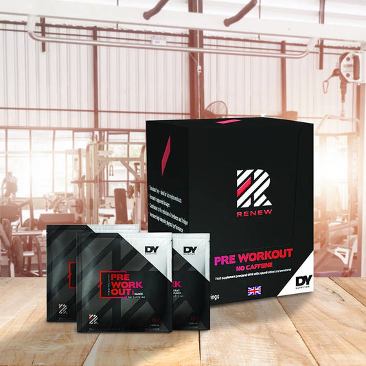 Renew Pre-Workout Stimulant Free, 380g Box, 20 Sachets/Servings, for high energy and cell hydration, consume 30 min before exercise or the game to achieve maximum performance and desired results.